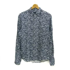 ナノユニバース 長袖シャツ トップス 花柄 フレンチリネン メンズ Lサイズ 白×青 nano universe 【中古】