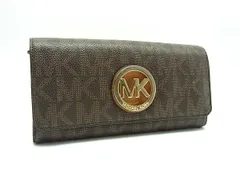 MICHAEL KORS マイケルコース MK柄 PVC 二つ折り 長財布 ウォレット 札入れ 小銭入れ カード入れ レディース ブラウン系 DH7745