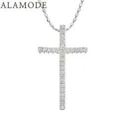 D0.35 ダイヤモンド クロス ネックレス K18 ホワイトゴールド WG  
