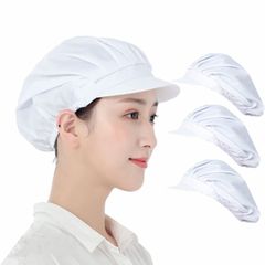 男女兼用 無地 ハーフネット 布 髪 通気性 フリーサイズ つば付き キッチン メンズ レディース 料理 業務用 割烹 弁当 工場 飲食 衛生帽 クリーン帽子 コック帽子 給食帽 衛生キャップ [Be-Unique]