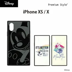 iPhone X/XS 対応ケース カバー 背面ケース ハイブリッド Disney ディズニー ミッキーマウス ミニーマウス キャラクター ストラップホール 耐衝撃 硬度9H ガラス TPU ワイヤレス充電 シンプル  【pga-029-】【★A】