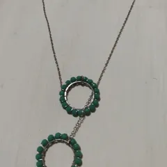 NO32 ターコイズブルー・ダブルリングネックレス70cm