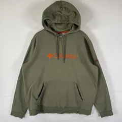 古着 コロンビア Columbia パーカー プルオーバー フーディ スウェット ビッグロゴ刺繍 アウトドア XL  グリーン系 メンズ