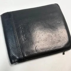 【送料無料】GUCCI/グッチ/二つ折り財布/ウォレット/サイフ/ブラック/レザー/中古品