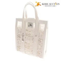 ■ 銀座かねまつ ハンドバッグ ショルダーバッグ RM-22001 鞄 バッグインバッグ 2way レース 花柄 レディース ホワイト 付属品付き 未使用