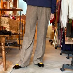84〜90s 初期　ベージュ　ウールパンツ　センタープレス
