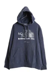 【お得なクーポン配布中!】 ノースフェイス プリント スウェット フード パーカー メンズ L 古着 The North Face プルオーバー 裏起毛 ヘビーウェイト トレーナー 紺