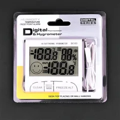 D-153 アラーム付き デジタル 温湿度計 時計機能付き 屋内 屋外 ポータブル フロストポイント 温度計 湿度計 デジタル 気象計