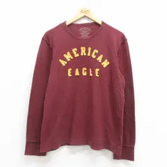 L/古着 アメリカンイーグル 長袖 Tシャツ メンズ ビッグロゴ コットン クルーネック エンジ 25sep05 中古