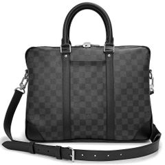 Louis Vuitton Porte-Document Voyage Business Briefcase, Shoulder/Handbag, 2-Way, Crossbody, Damier Graphite Leather, Black with Silver Hardware, N40445, Box Included, LOUIS VUITTON (Unused, Display Item)