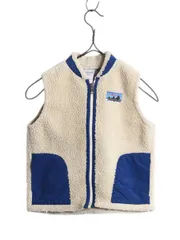 【お得なクーポン配布中!】 パタゴニア レトロ フリース ベスト キッズ ベビー 3歳 90cm 100cm 程/ 古着 09年製 ボア パイル 重ね着 フルジップ 復刻 白タグ デカタグ