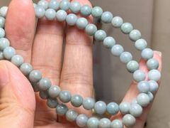 BR7-19 一点物 グレー青 6.0mm グアテマラ産 天然 本翡翠 ブレスレット