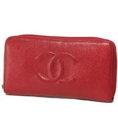 シャネル ラウンドファスナー 長財布(18961970)キャビアスキン レッド