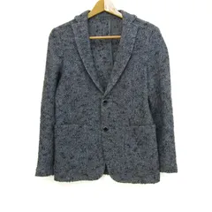 デザインワークス テーラードジャケット アウター ニット リネン混 日本製 メンズ 46サイズ 紺×グレー DESIGNWORKS 【中古】