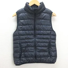 C■ユニクロ/UNIQLO ドット柄 ウルトラライトダウンベスト【M】紺/LADIES/x42【中古】■