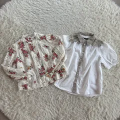 【まとめ売り】2点セット ZARA （ザラ） Mサイズトップス2点セット コットン100%花柄レースブラウス 異素材半袖シャツ ガーリー レディースMサイズ