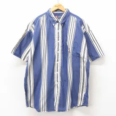 XL/古着 ラルフローレン チャップス 半袖 ブランド シャツ メンズ 90s ワンポイントロゴ 大きいサイズ ロング丈 コットン ボタンダウン 紺