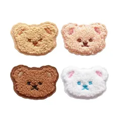 【在庫処分】GOODCHI アイロン ワッペン 熊 動物 モチーフ 4枚セット おしゃれ パッチ 補修 刺繍 アップリケ DIY 女の子 男の子 かわいい 装飾