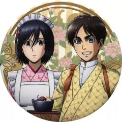 [Used] Badge/Pin (Character) Eren & Mikasa Can Badge "Cafe"Attack Titan in SWEETS PARADISE