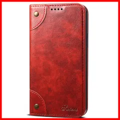 12 Pro Max ケース 手帳型 カード収納 アイフォン12 pro max カバー 手帳 iPhone スタンド機能 マグネット式 本革 レザー 財布型 携帯スマホケース軽量 薄型 防塵 耐衝撃保護 ワイヤレス充電対応 レッド