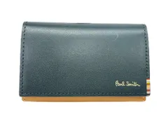 Paul Smith (ポールスミス) レザー マルチストライプタブ パスケース 名刺入れ カードケース ダークグリーン×ブラウン メンズ/028