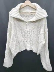 ◇ mily bilet ミウィビレット ハーフジップ 長袖 ニット セーター サイズM ホワイト レディース P  【1408200027800】