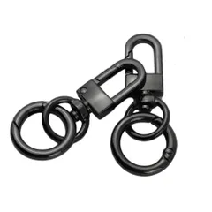 【在庫セール】(ブラック) スプリング 素材 手芸用品 手作り アクセサリーパーツ ハンドメイド キーホルダーパーツ 丸カン付き 回転フック キーリング 2個入り マルカン付き ナスカン 金具 キーホルダー