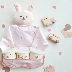 ☆ D（フラワー） ☆ 食事エプロン 長袖 ykjt2021721 お食事エプロン 長袖 ベビー用エプロン お食事用エプロン ポケット付き お食事スタイ エプロン スナップボタン ベビー スタイ ベビー用品 防水 ベビーエプロン スモック かわいい