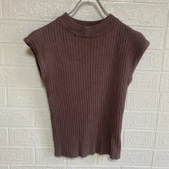 GRL グレイル rut257 フレンチスリーブ リブ ニット トップス ブラウン【中古】 レディース