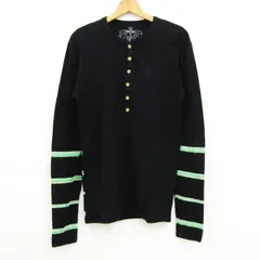 ディーゼル 長袖Ｔシャツ トップス ヘンリーネック ボーダー柄 大きいサイズ メンズ XLサイズ ブラック DIESEL 【中古】