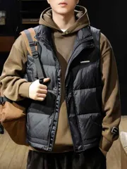 種類7：M 0 /A：黒 秋冬 コーデ メンズ  服 シンプル ファッション オシャレ 大人 かっこいい 大きいサイズ ストリート 紳士服  アメリカン ダウン ベスト ノー スリーブ スタンドカラー ジャケット 薄着