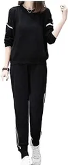 [エンプティオ] 上下セット 長袖 スエット スウェット レディース パンツ ズボン トレーナー 部屋着 ルームウエア ポケット ポケット付き 長そで ナガソデ きれいめ トップス 上下 ウォーキング セット ジャージ上下 ジャー [オフブラック] [2XL]