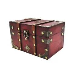 数量限定　レトロ アンティーク 金具付き 小物入れ ジュエリーボックス インテリア 木製宝箱 (小サイズ)