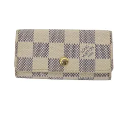 ≪値下げ≫【中古】LOUIS VUITTON ルイヴィトン N60386 キーケース 4連 アズール イニシャル:Y・A入り カラー:ホワイト/グレー レディース メンズ ユニセックス 普段使い コンパクト A2502392【無料ギフトラッピング承ります】