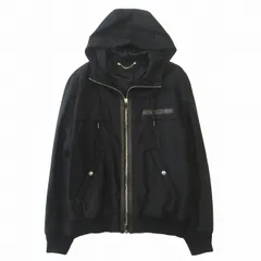 21AW ベルルッティ Berluti "W/O & Nylon B-Way" ウール ナイロン パーカー ジャケット ブルゾン 裏地カリグラフィ カウレザー ロゴパッチ シルバー金具 R20OBL102 001 サイズ44 黒 ブラック メンズのサムネイル