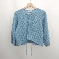 ◇ ⊂ Samansa Mos2 blue テクスチャー仕上げ 長袖 カーディガン サイズフリー ブルー系 レディース E  【1506130012283】
