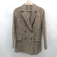 ◇ ⊇ GU ジーユー チェック柄 シンプル系 長袖 テーラードジャケット サイズ28 ブラウン系 メンズ E  【1507160025526】