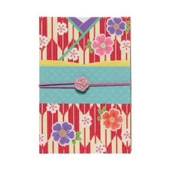 【在庫処分】矢絣に桜 (やがすりにさくら) はんなり着物 160×109mm 蛇腹式 集印帳 24折 御朱印帳 M002-063のサムネイル