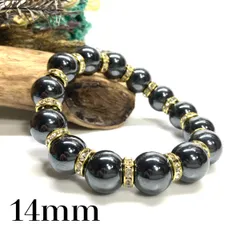 ヘマタイト  パワーストーン ブレスレット 天然石ブレス  (ゴールド) 14mm メンズ・レディース　男性・女性　数珠ブレス　開運  [l]