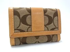 COACH コーチ シグネチャー キャンバス×レザー 三つ折り 財布 札入れ 小銭入れ ウォレット レディース ライトブラウン系 DJ1141