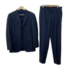 BEAMS F セットアップ ネイビー チェック柄 段返り3B ビジネス スーツ 21170395264_C_2.jpg