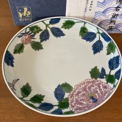 新品】源右衛門窯 染錦紫牡丹絵楕円皿 - メルカリ
