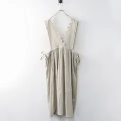 美品 サマンサモスモス Samansa Mos2 SM2  綿麻スカラップノースリーブワンピース M/ベージュ ドレス ロング フレア【2400014427660】