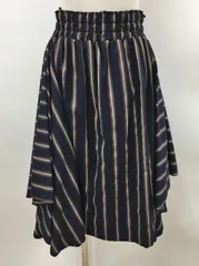 ソマリ somari フレアスカート F ストライプ 変形 ネイビーxブラウン ウエストゴム 2509WR037