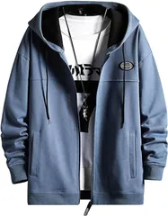 パーカー メンズ 長袖 秋 ジップアップ トレーナー ゆったり おしゃれ 無地 大きいサイズhjfs217