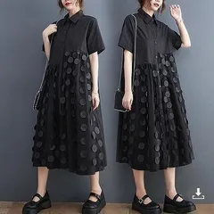 新品 2026新作 モード系　大きいサイズ レディース ワンピース　春夏 秋 新品 半袖 ドット