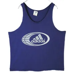 80s90sUSA製アディダスAdidasタンクトップランニングシャツノースリーブシャツ万国旗タグバスケットボールスポーツ紺ネイビー白ホワイトvintageヴィンテージ40326