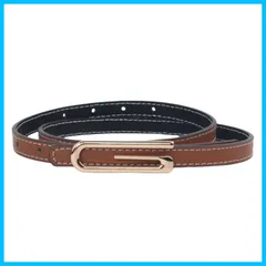 【人気商品】本革 細ベルト 両面使用可能 レディース ドレスベルト ベルト ビジネス/カジュアル/おしゃれ リバーシブル KJID-28 [Weuiean]