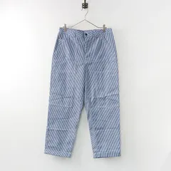 美品 ニコアンド niko and … ニーパッチワイドパンツ 4（L)/ブルー ストライプ ワーク メンズ ゴム【2400013762595】のサムネイル