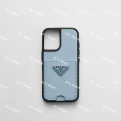 【✨美品✨】プラダ サフィアーノ iPhone14 ケース ライトブルー 直営店☆PRADA サフィアーノレザー iPhone 14 ProMAX用カバー